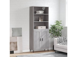 Vidaxl Armário Alto 69,5x34x180 Cm Derivados De Madeira Sonoma Cinza