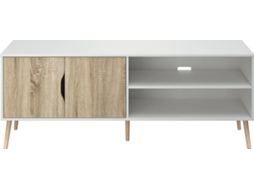 Móvel TV DORMUS com 2 Portas e 1 Prateleira Lagos (170 x 65,5 x 40 cm - Branco e Carvalho)