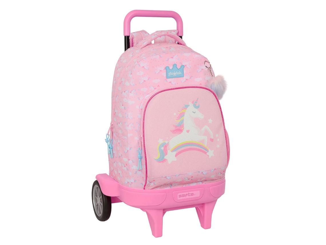 Mochila Escolar Com Rodas Glow Lab Cor De Rosa 33 X 45 X 22 Cm