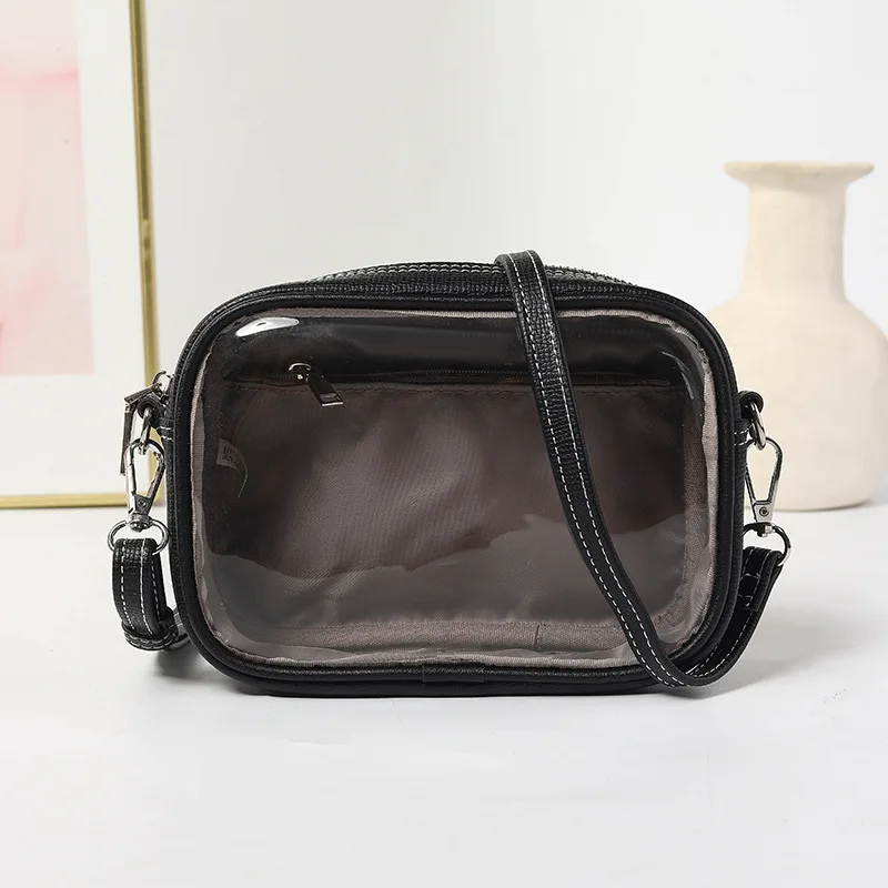 Bolsa De Praia Transparente Em Pvc (preta), Bolsa De Ombro Feminina, Bolsa Transversal Elegante.