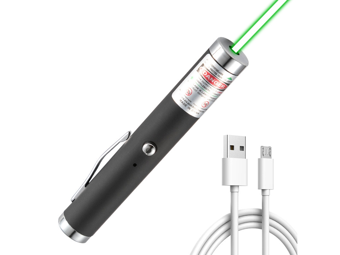 Ponteiro Laser Recarregável Usb Lanterna Laser De Alta Potência E Longa Distância Preta Gertiz (luz Verde)