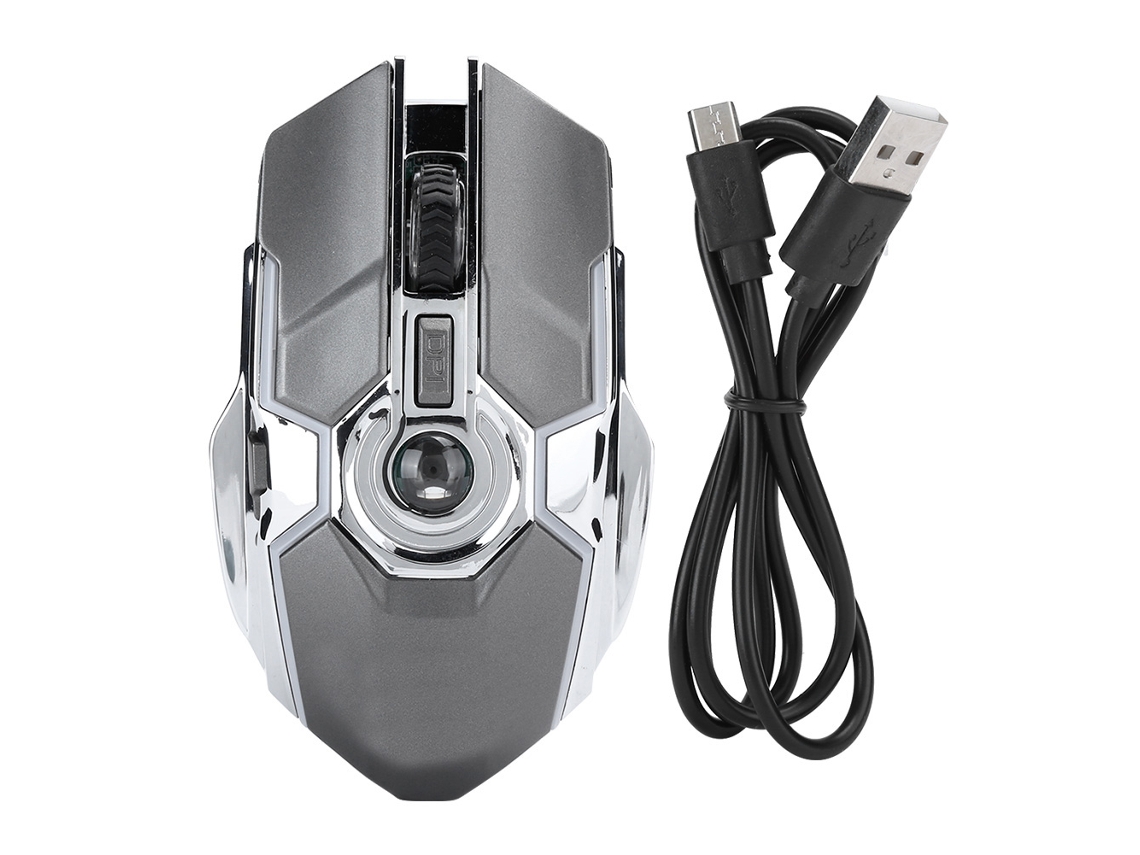 Rato Gamer Sem Fio 2.4g Luz De Fundo Cinza Ferro