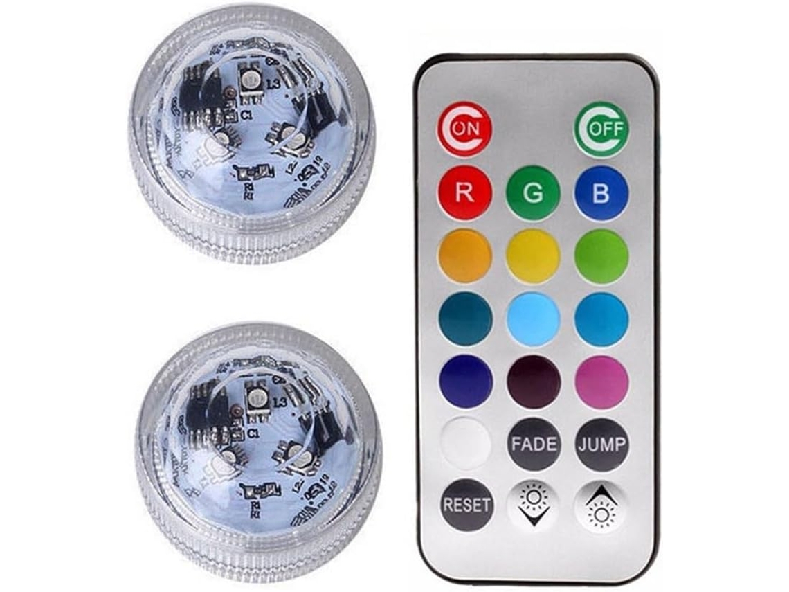 Luzes Led Submersíveis Prova Ip68 Noturna Subaquática Rgb Velas Casamento Tigela Decoração Festa Natal 2 Lâmpadas 1 GOKOCO