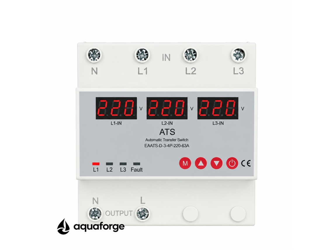 Interruptor De Transferência Automática Earu Eaats-d-3-4p 63a/100a - Eaats-d-3-4p-220-63a