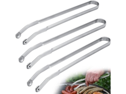 Conjunto De 3 Pinças Aço Inoxidável Com Cabo Longo Para Churrasco, Grelhar, Cortar Bacon, Bife, Carne E Legumes