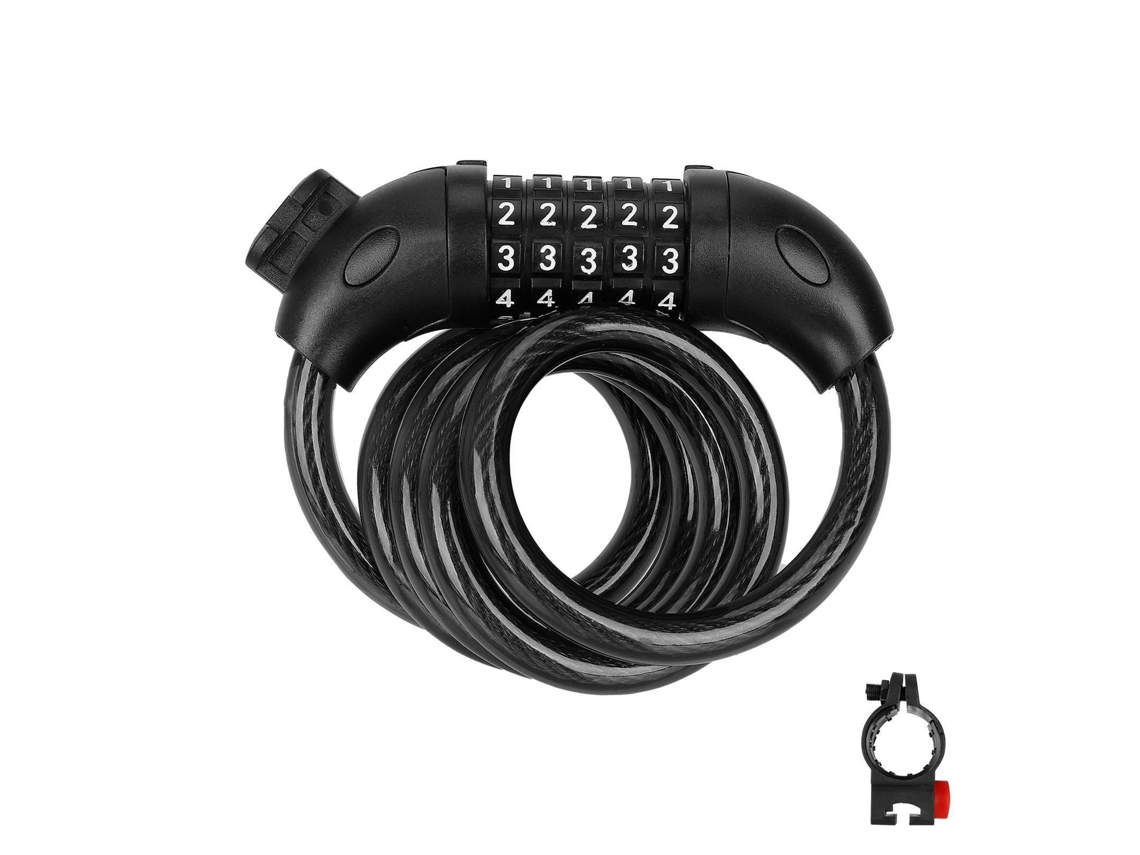 Cadeado Para Bicicleta, Cadeado De Combinação De 5 Dígitos, Cabo De Aço De 120 Cm/12 Mm De Largura, Verde