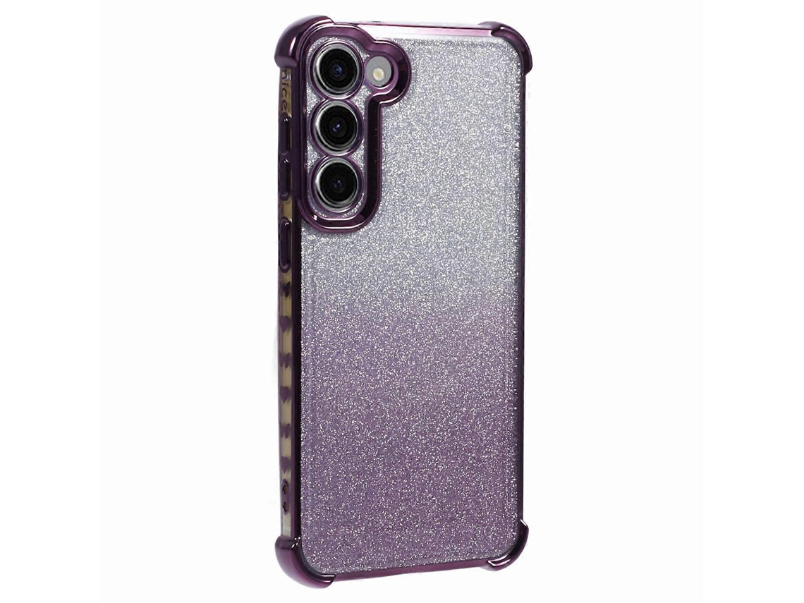 Capa De Tpu Com Glitter E Gradiente Para Samsung Galaxy S23 Com Moldura E Padrão De Coração