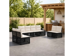 Vidaxl Conjunto De Sofá De Jardim 8 Unid. Preto Vime Pe