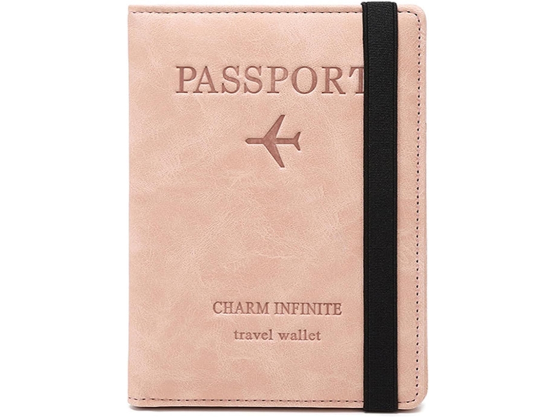 Porta-passaporte De Viagem, Cor Rosa, Com Proteção Rfid, Compartimentos Para Cartões E Documentos