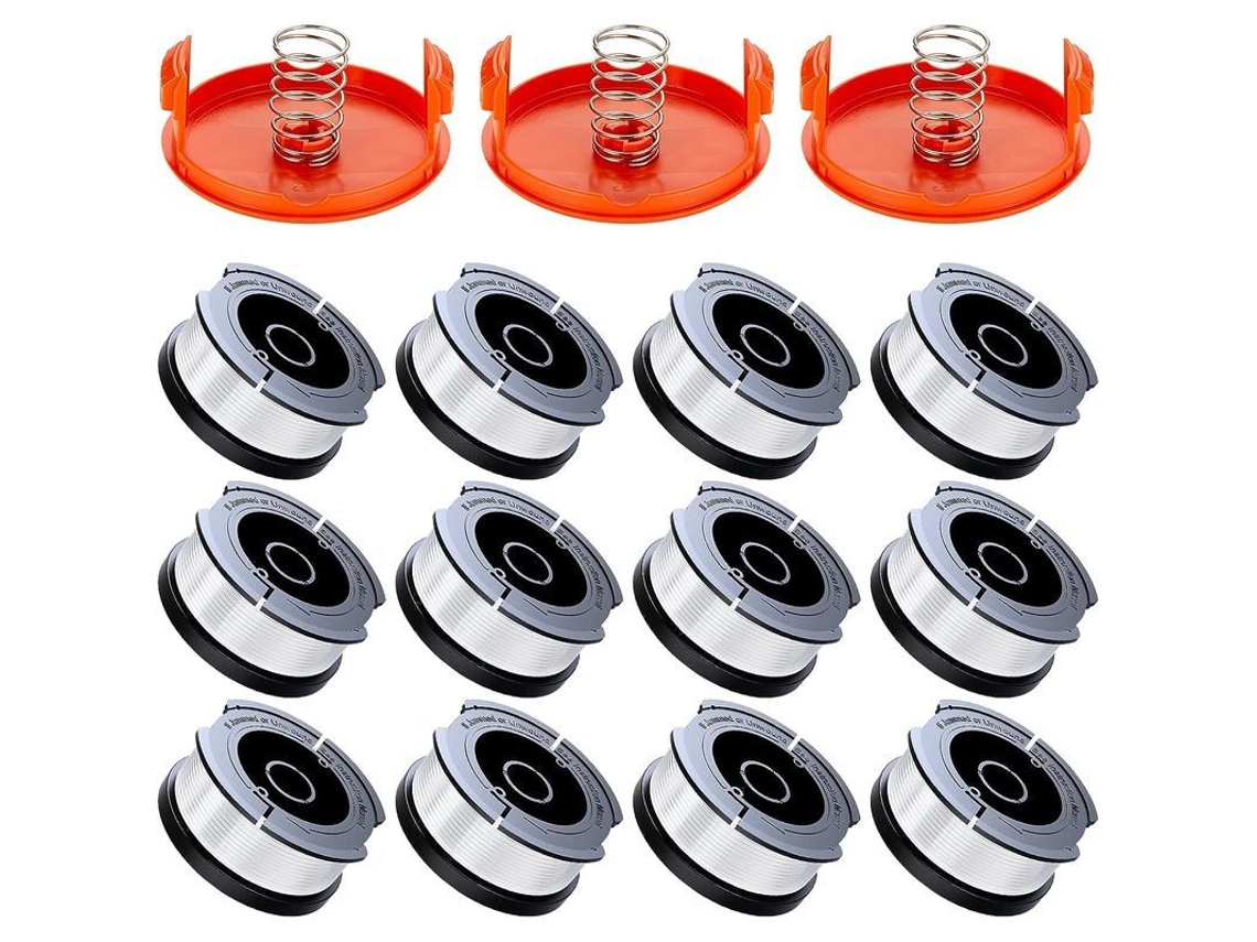 Bobinas de linha Nova Line, 18 unidades, para cortador Black and Decker, 1.65mm, com capas e molas