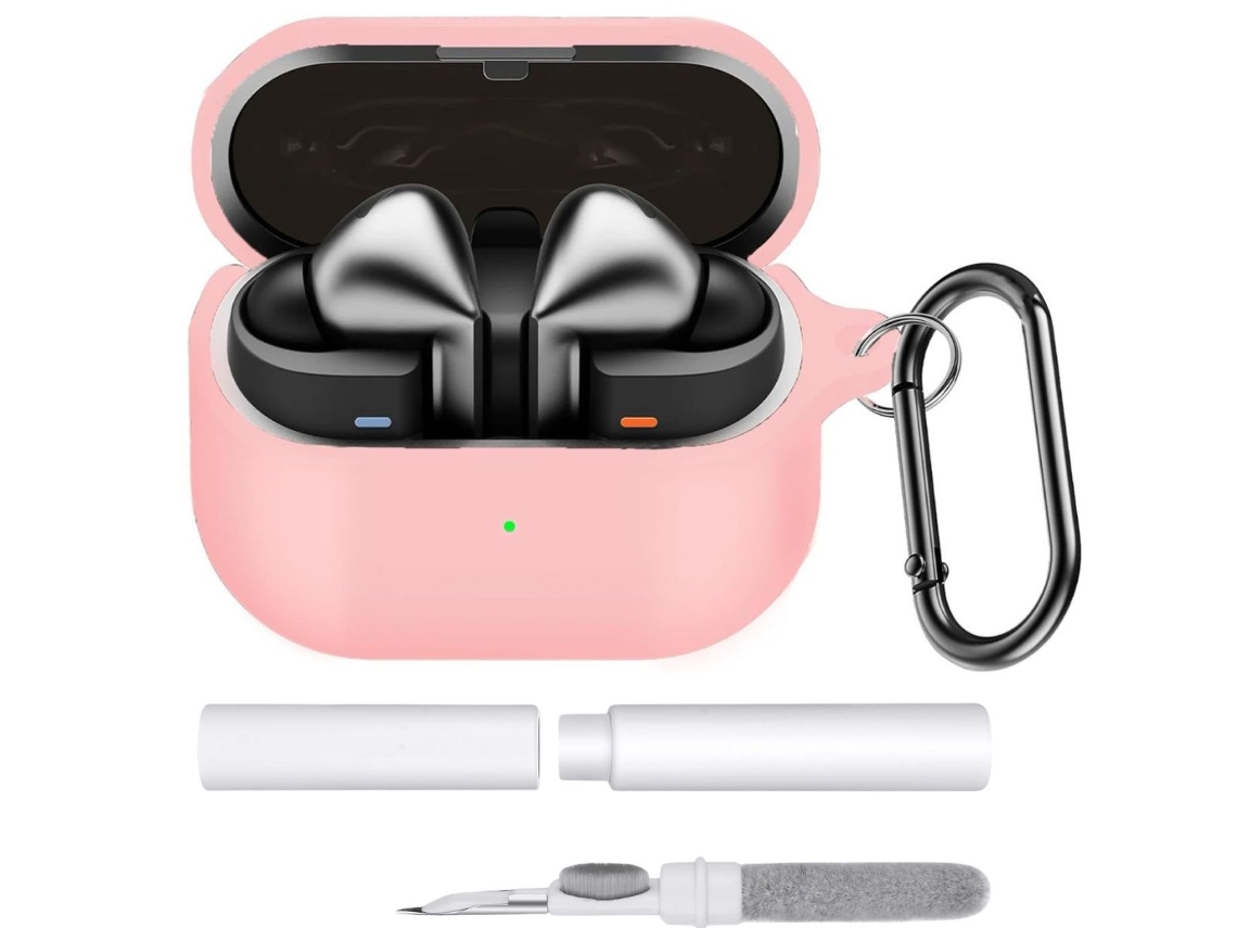 Kit ANTIIMPACTO! Limpeza e Capa Estojo Silicone para Samsung Galaxy Buds 3 (Rosa)