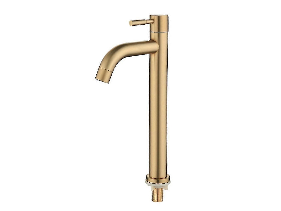 Torneira De Lavatório Simples Para Água Fria, Acabamento Dourado Escovado, Fabricada Em Aço Inoxidável 304. Misturador Para Pia De Aquaforge