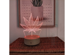 Candeeiro 3d Com Base De Madeira Weed Lâmpada Mágica