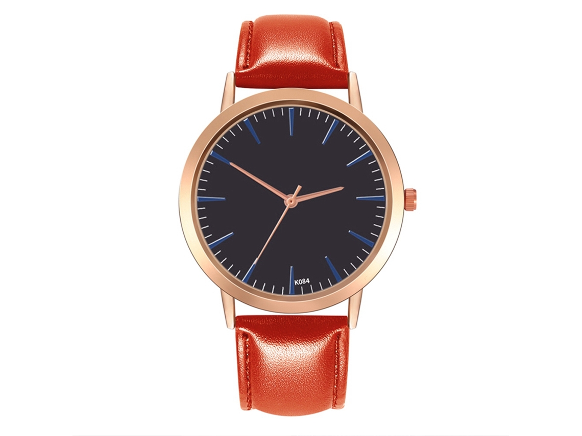 Relógio de Pulso de Couro Estiloso Quarts para Homem e Mulher (vermelho)