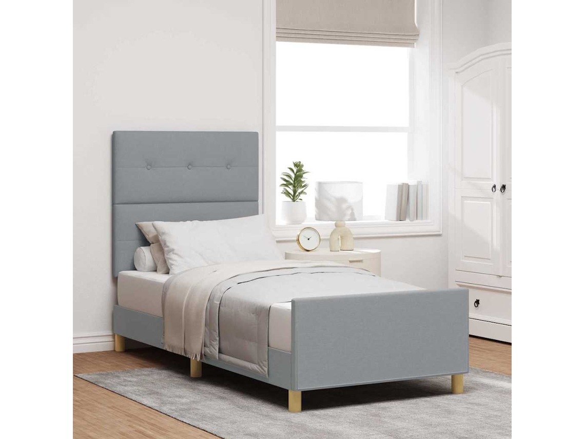 Vidaxl Estrutura Da Cama Cinzento-claro 90 X 200 Cm Tecido