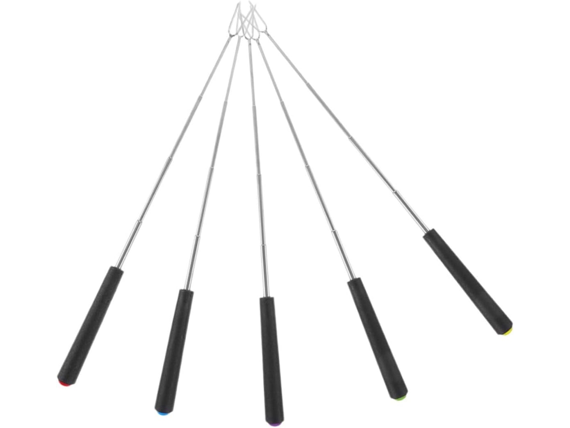 Conjunto De 5 Garfos Para Churrasco Besportble Em Aço Inoxidável, Ideais Para Assar Salsichas E Espetos, Para Fogueiras