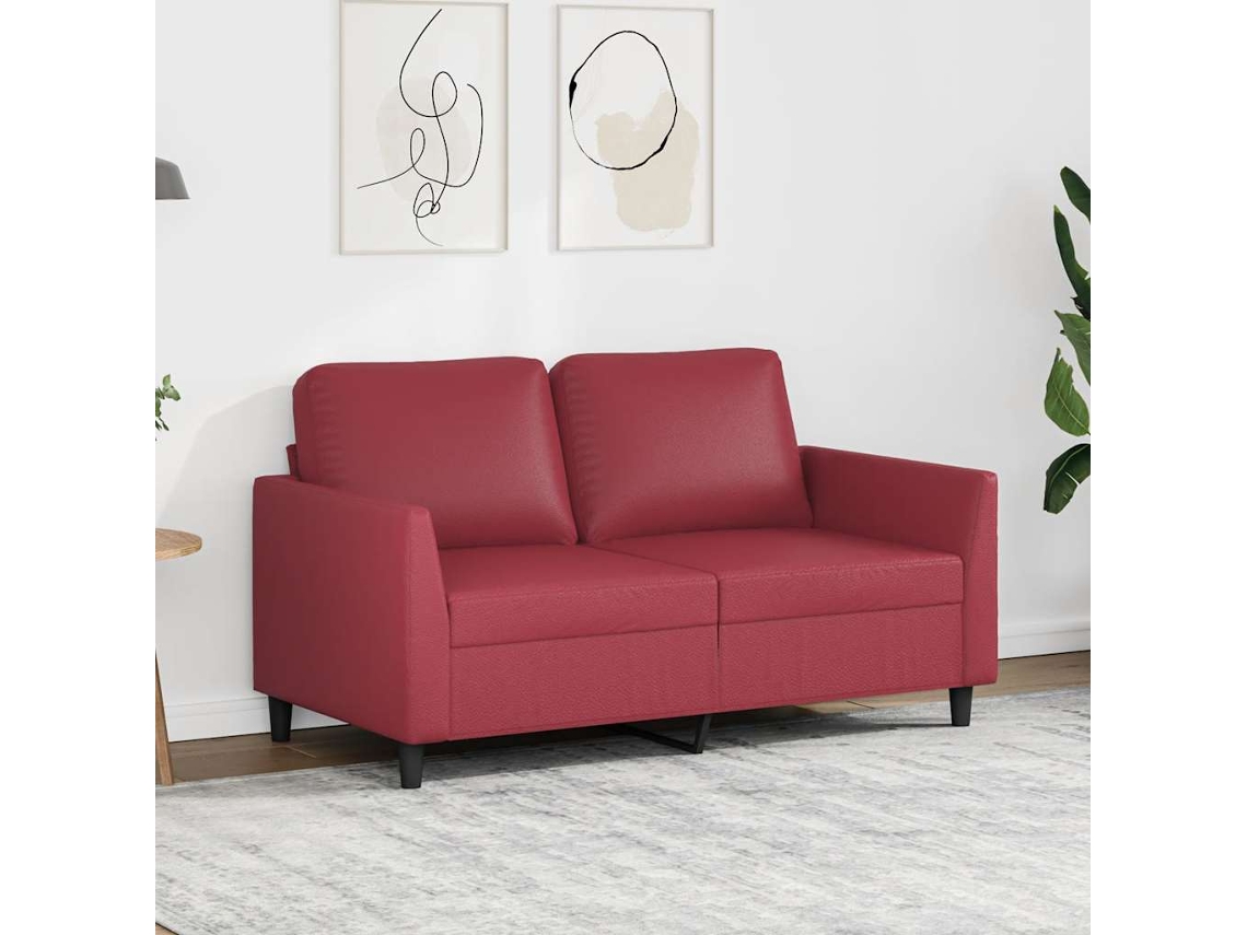 Vidaxl Sofá De 2 Lugares 120 Cm Couro Artificial Vermelho Tinto