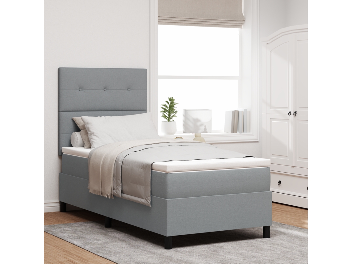 Conjunto 1 Cama Box Vidaxl Cinzento Tecido (80 X 200 Cm)