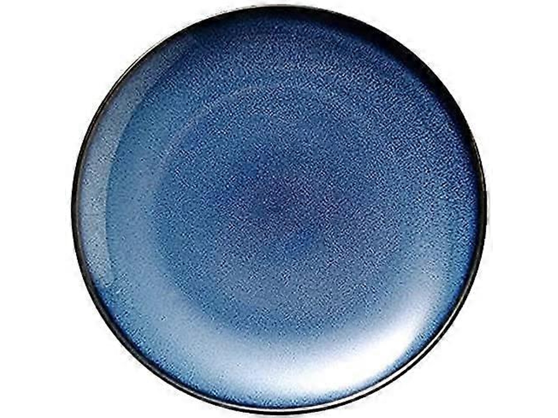 Conjunto De Jantar De Cerâmica Azul Estilo Europeu Com Pratos Para Salada E Bife De 19 Cm (7,5 Polegadas), Próprio Para Micro-ondas.