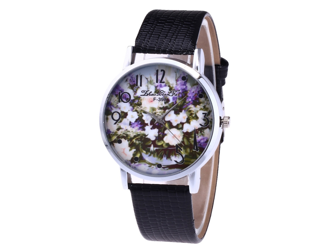 Relógio de Pulso Feminino Analógico de Quartzo com Pulseira de Pu Estilo Moderno e Simples (preto)