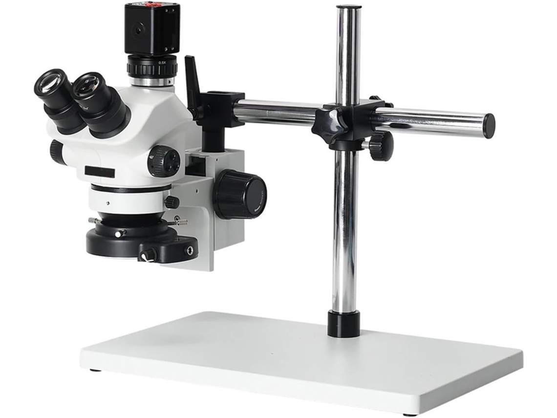 Microscópio Trinocular Estéreo com Zoom Contínuo de 3,5x a 100x, Câmera de Vídeo 4k 1080p de 24 Mp e Adaptador. SFUSHOS