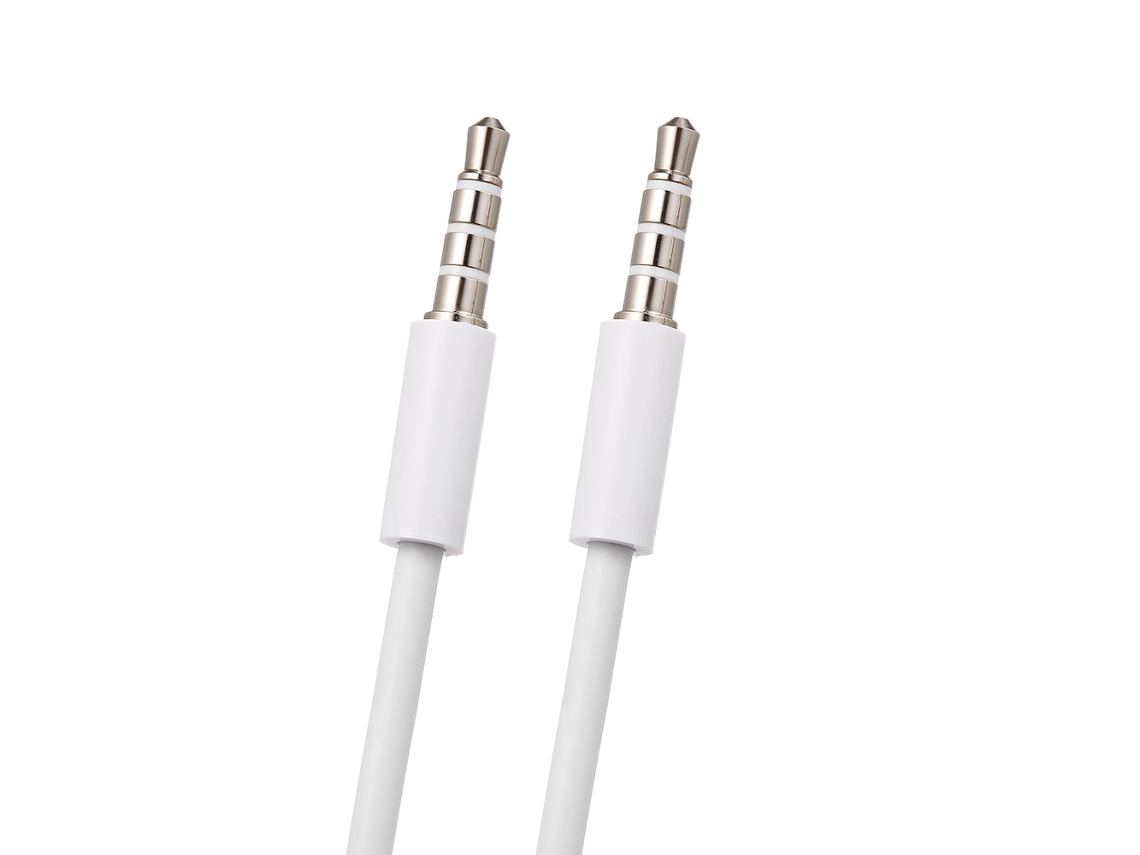 Cabo De Áudio Auxiliar 3.5mm Macho Para Macho, Cordo Extensor Estéreo Branco, Compatível Com Dispositivos De Áudio Padrão