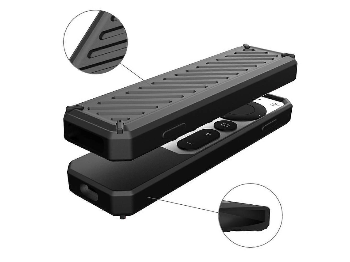 Capa Protetora De Silicone Laranja Para Controle Remoto Da Apple Tv 4k (2021), Antiderrapante E Resistente A Impactos, Preta.