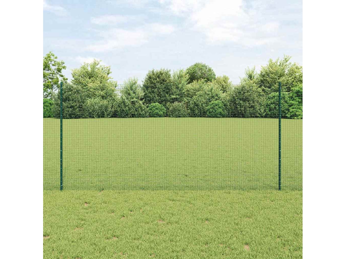 Vidaxl Cerca De Arame Soldado Com Postes 50 X 1,2 M Verde Malha