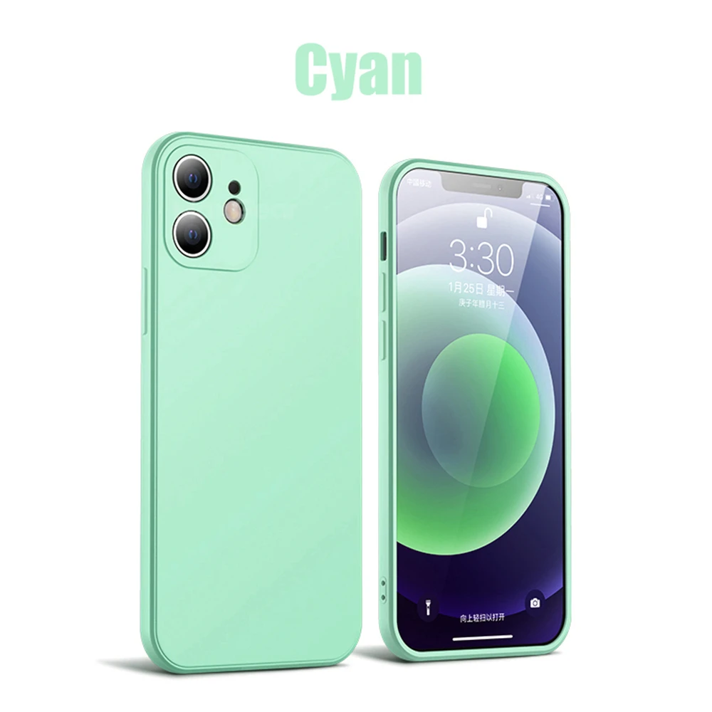 Capa Quadrada De Silicone Líquido (ciano) Para Iphone 7 Plus E 8 Plus, Com Borda Protetora Macia E Ultrafina.