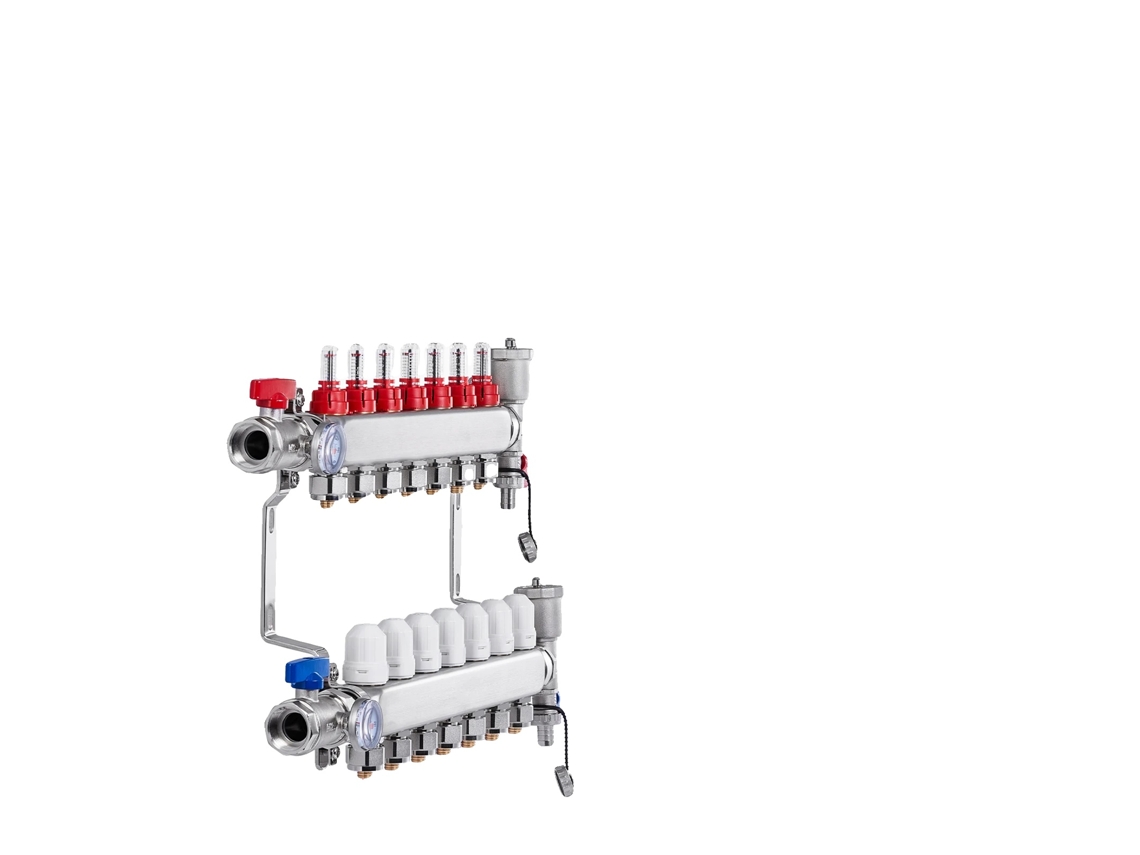 Manifold De Tubulação Pex, Construção Durável, Distribuição Eficiente De Calor, 7-ramo