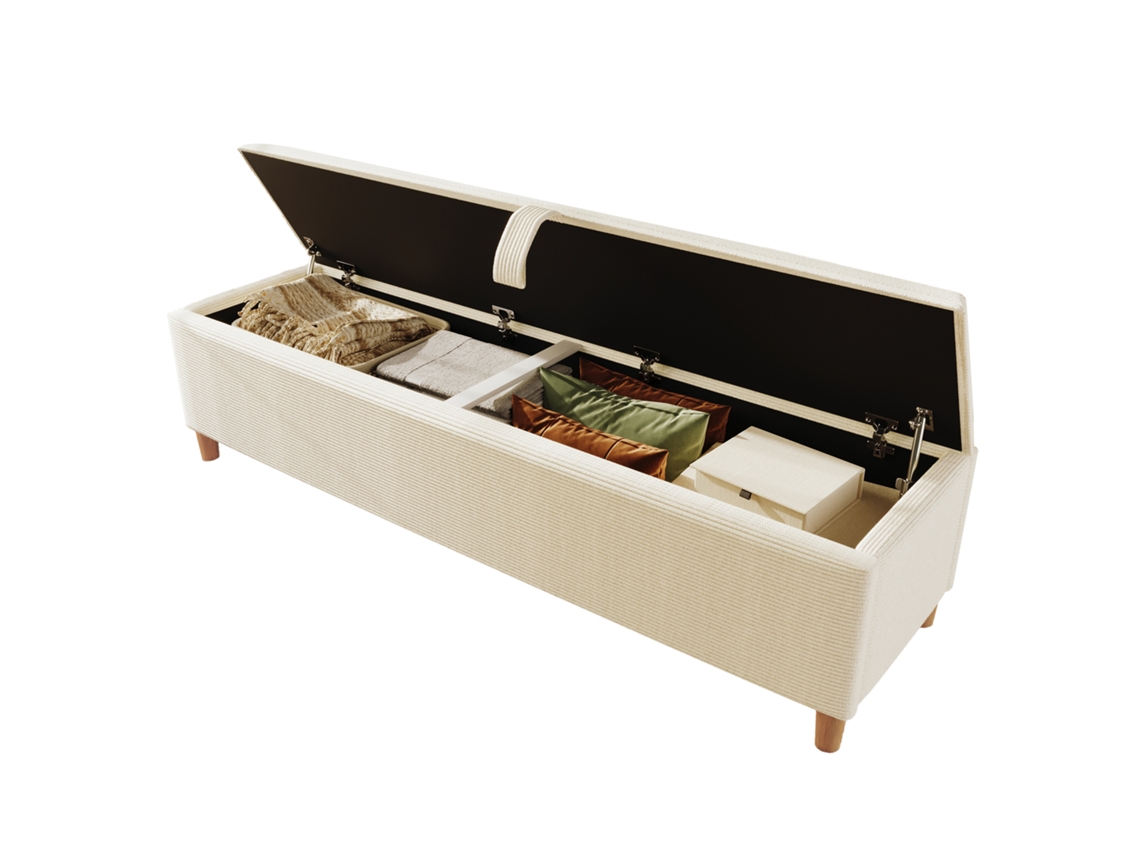 Bettbank Mit Stauraum 175 X 38 Cm, Polsterbank Mit Hydraulischem Aufbewahrung, Ideal Für Schlafzimmer, Wohnzimmer Und Flur, Beige Cord-optik.