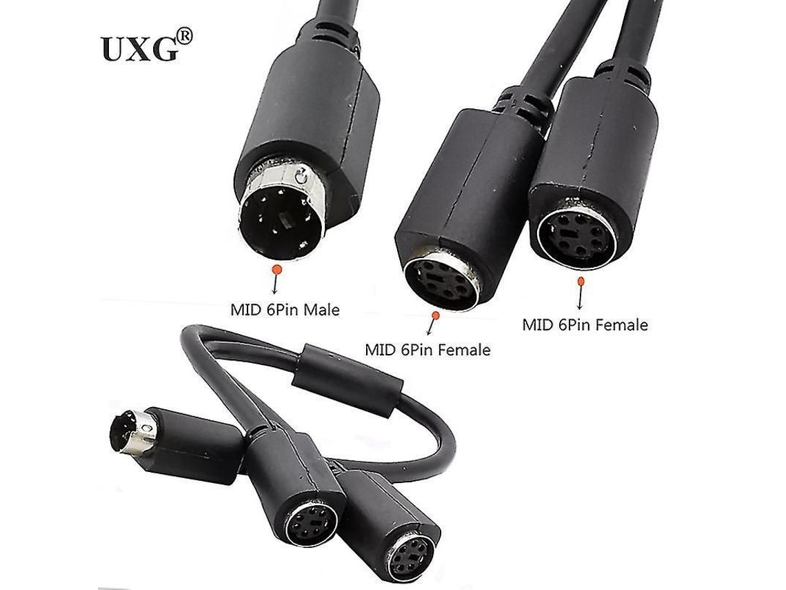 2026 cabo Adaptador Splitter Ps/2 6 Pinos 1 Macho para 2 Fêmeas 0.3m para Teclado Mouse