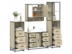 Vidaxl 4 Pcs Conj. Móveis Casa Banho Derivados Madeira Carvalho Sonoma