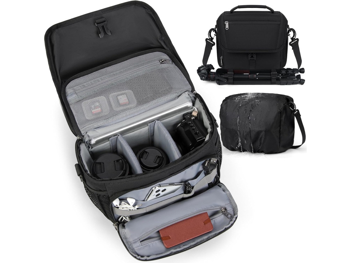 Bolsa De Câmera Fotográfica Para Dslr/mirrorless, Tamanho 25×16×20 Cm, À Prova De Água Com Capa De Chuva.