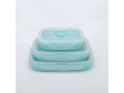 Lunch Boxes Nova LINE de silicone dobráveis 350ml+800ml azul seguros para micro-ondas e lava louças