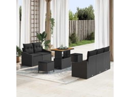 Vidaxl Conjunto De Sofá De Jardim 8 Unid. Preto Vime Pe