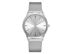 Relógio Feminino Casual de Pulso com Pulseira de Silicone Quartzo Estilo Simples Prata