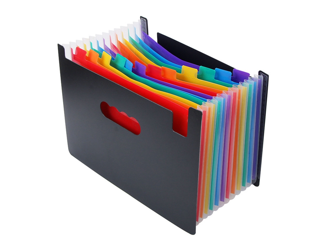 Pasta Sanfonada Expansível com 24 Compartimentos, Grande Capacidade, Abas Coloridas e Ideal para Faturas, Recibos e Documentos BRILVIBERA
