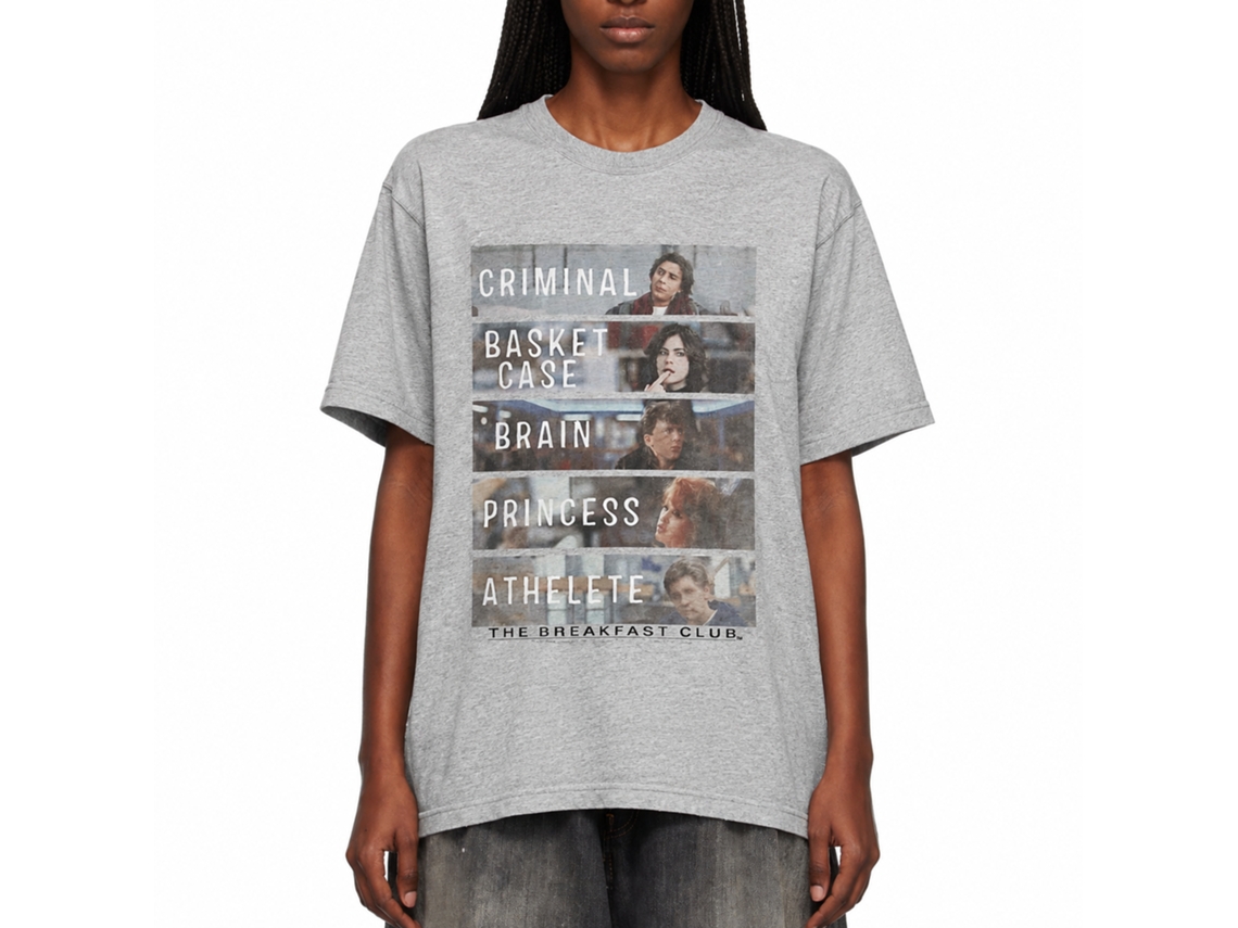 Rockinstone Breakfast Club Movie Heather Gray Adult T-shirt Size:xl