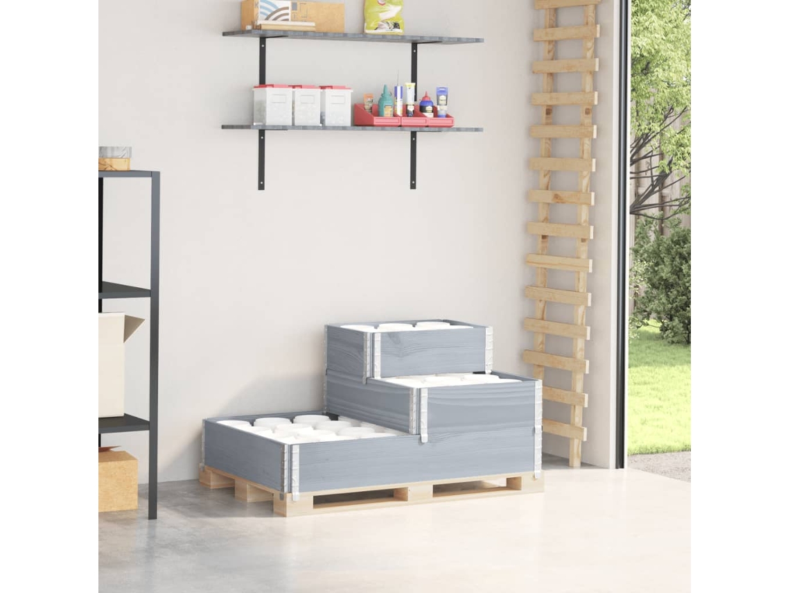 Vidaxl Canteiro Elevado De 3 Níveis 120x80 Cm Pinho Maciço Cinzento