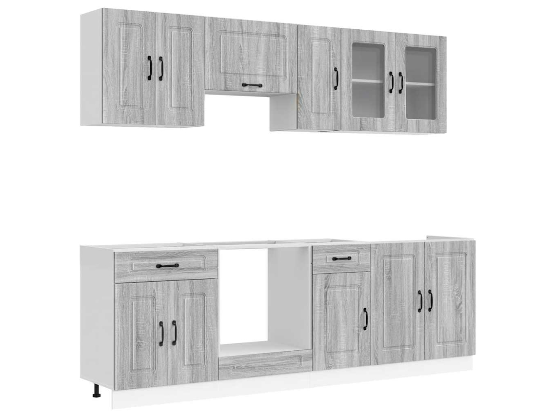 Kitchen Cabinet Set, Kitchen Cabinet Sets Vidaxl Cinzeto Madeira Processada (n/a)