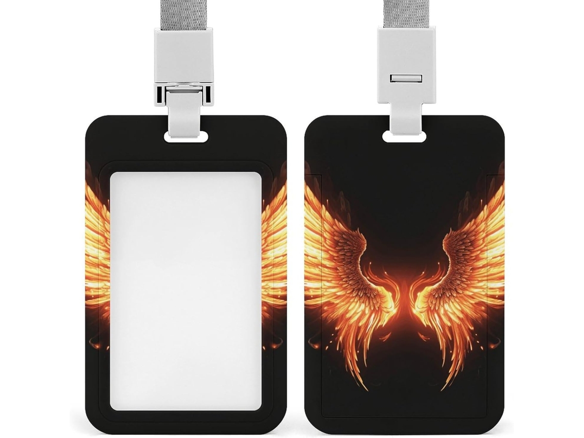Porta Crachá Vertical Fire Angel Wing, Protetor De Crachá Com Cordão, Capa Plástica Impermeável, Porta Cartões De Visita