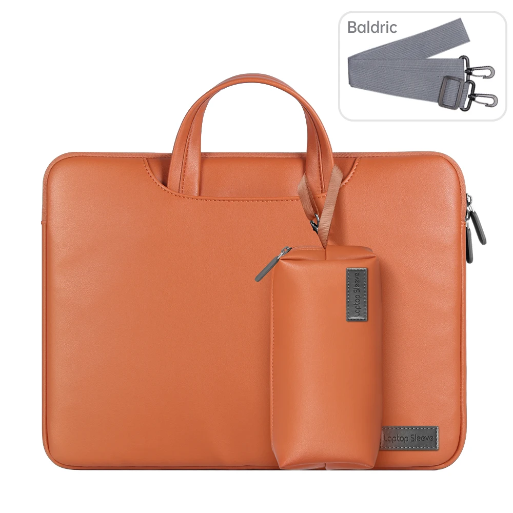 Bolsa Para Portátil Apple Macbook Lenovo Hp De 13 A 14 Polegadas, Tipo Mala Executiva, Resistente A Impactos E Macia. Marrom Hexinyigjly