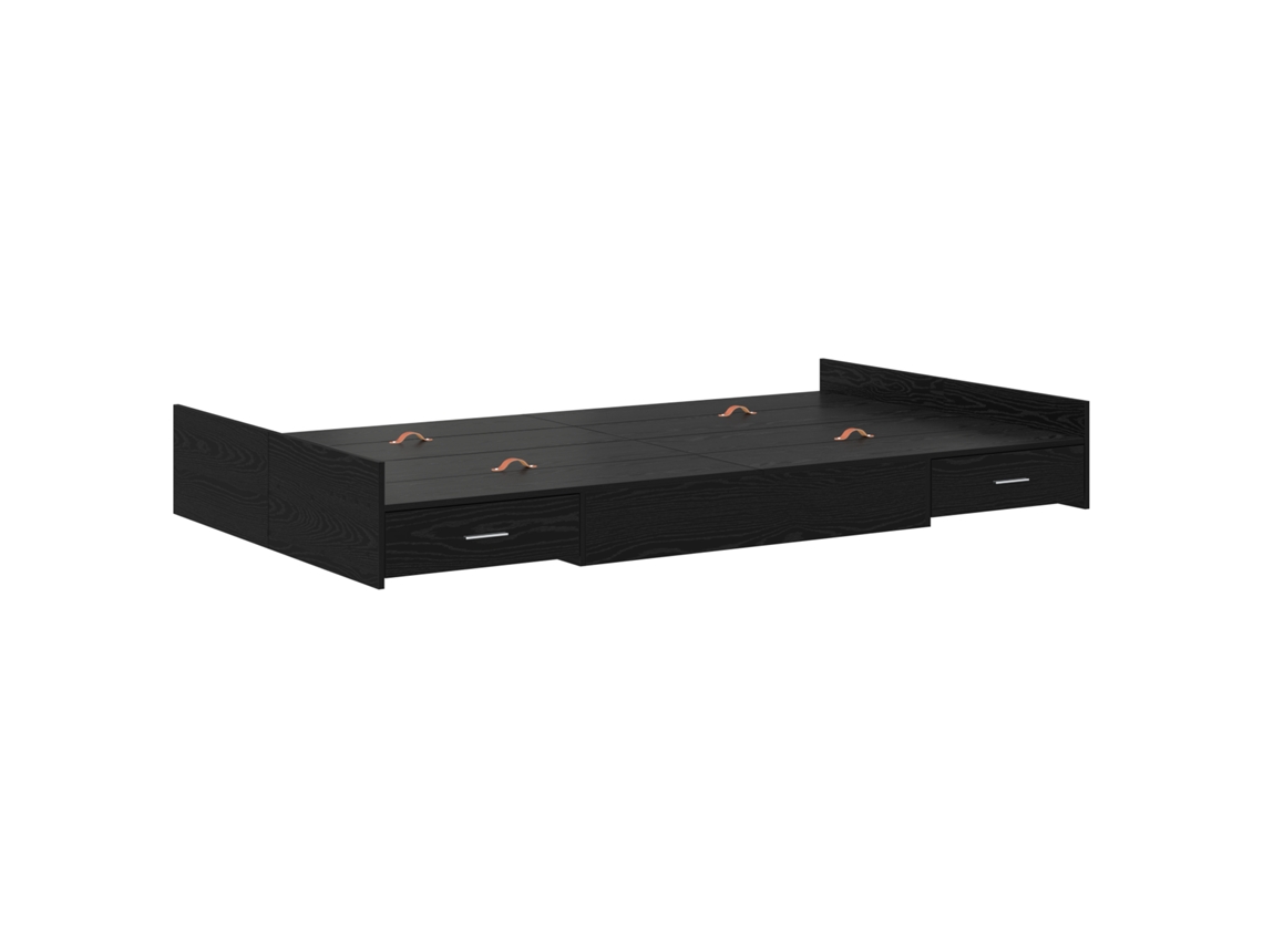 Conjunto 1 Estrutura De Cama Moderna Vidaxl Preto Madeira De Pinho Maciça (120 X 190 Cm)