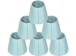 Conjunto De 6 Pequenos Abajures Tecido, Para Mesa Cabeceira, Lustre (azul Claro)-aquaforge