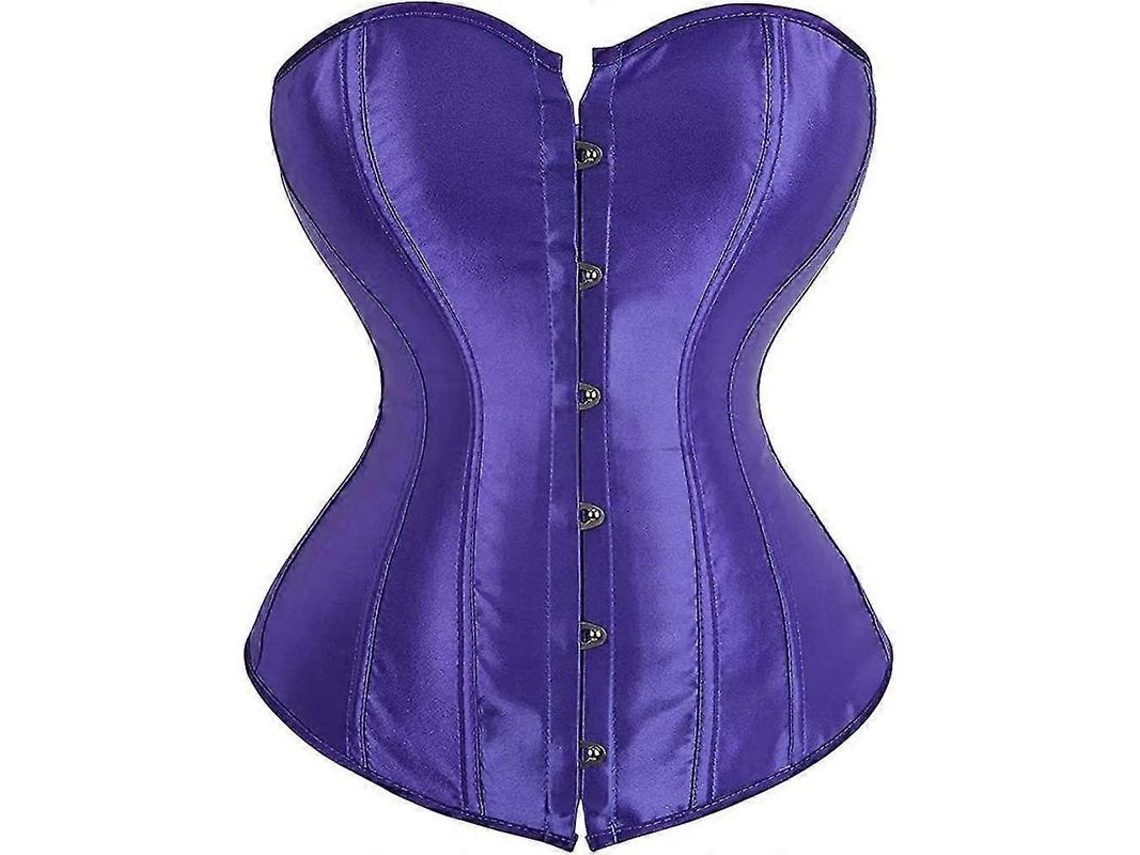 _corset Overbust Plus Size Gótico de Seda com Fio de Cetim e Ossos Shapewear Feminino