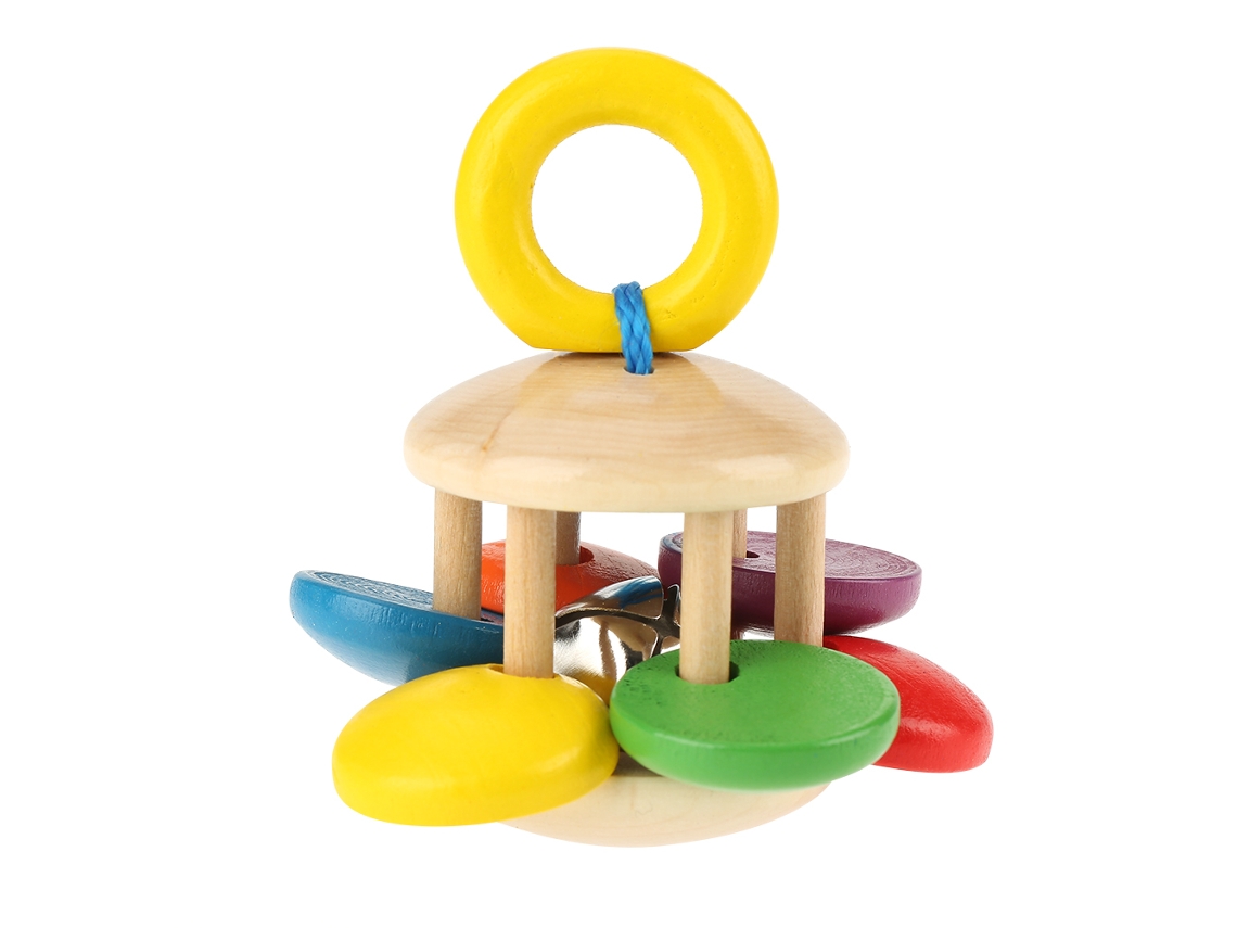 Primerox chocalho de Madeira Seguro para Bebê Brinquedo de Preensão Educativo Musical Flor