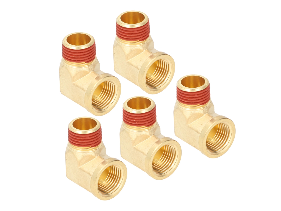 5 Peças De Cotovelos De Bronze Para Tubos 1/2 Polegada Npt Macho Para Fêmea 90° Com Camada De Borracha Hermética