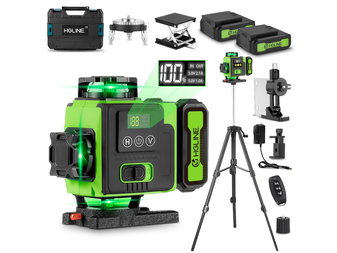Lk 801g Nível Laser Verde De 16 Linhas, Com Proteção Ip54, Amplo Alcance De 25 M E 2 Baterias Incluídas. Hgline