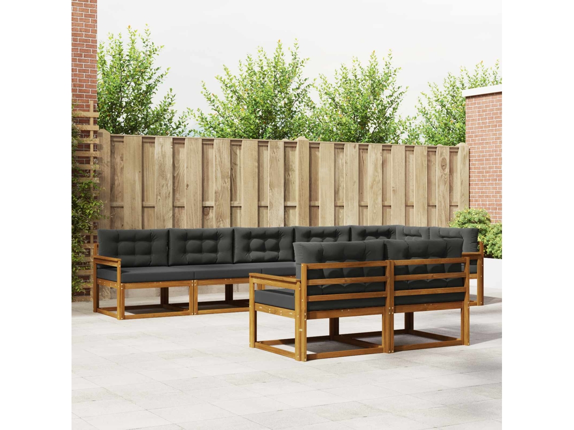 Vidaxl Conjunto De Sofás Para Exterior 8 Unid. Natural E Antracite